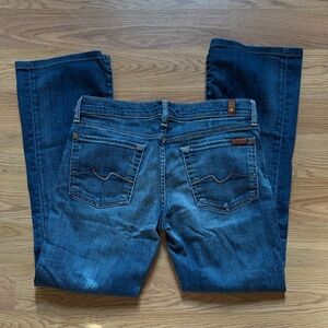 Women’s 7 For All Mankind Blue Low Rise Bootcut Jeans, Size 28